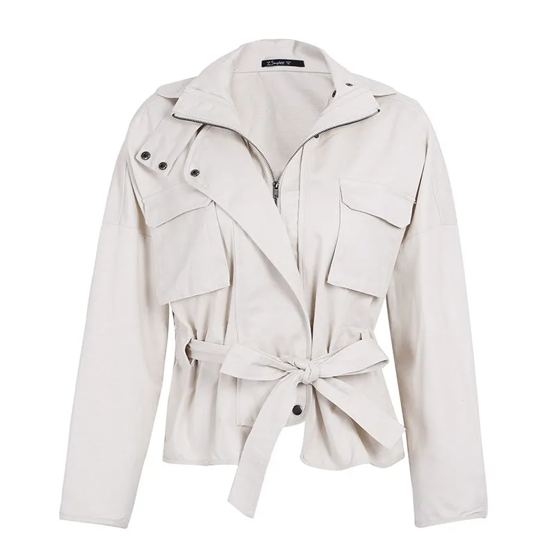 Women's Autumn Casual Sash Basic Jacket