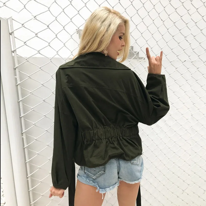 Women's Autumn Casual Sash Basic Jacket