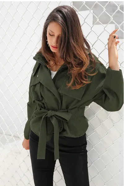Women's Autumn Casual Sash Basic Jacket
