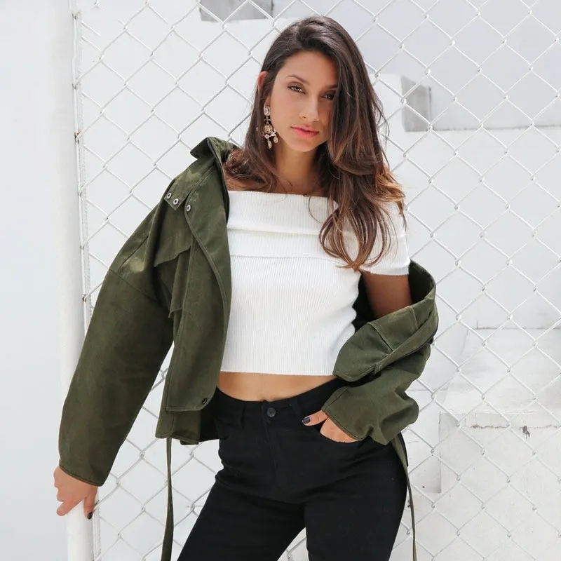 Women's Autumn Casual Sash Basic Jacket