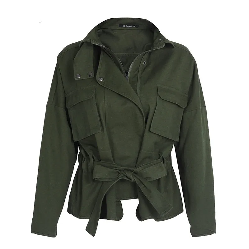 Women's Autumn Casual Sash Basic Jacket
