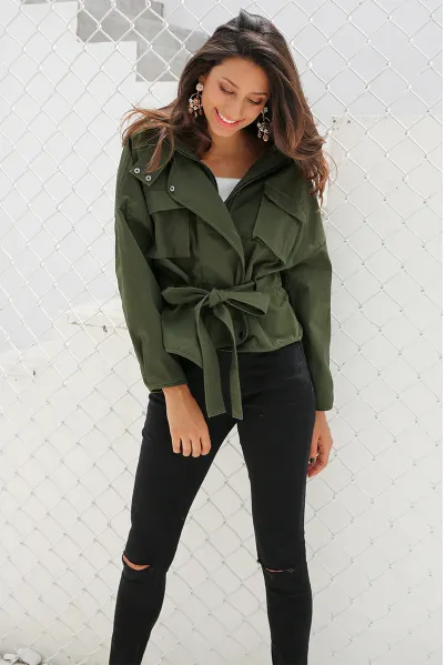 Women's Autumn Casual Sash Basic Jacket