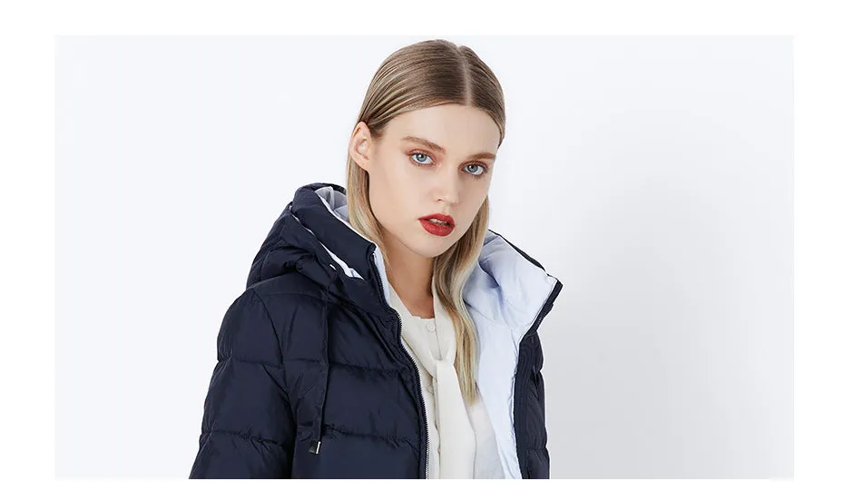 Women's Autumn/Winter Cotton Padded Windproof Long Down Jacket With Hood