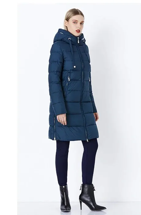 Women's Autumn/Winter Cotton Padded Windproof Long Down Jacket With Hood