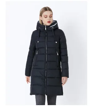 Women's Autumn/Winter Cotton Padded Windproof Long Down Jacket With Hood