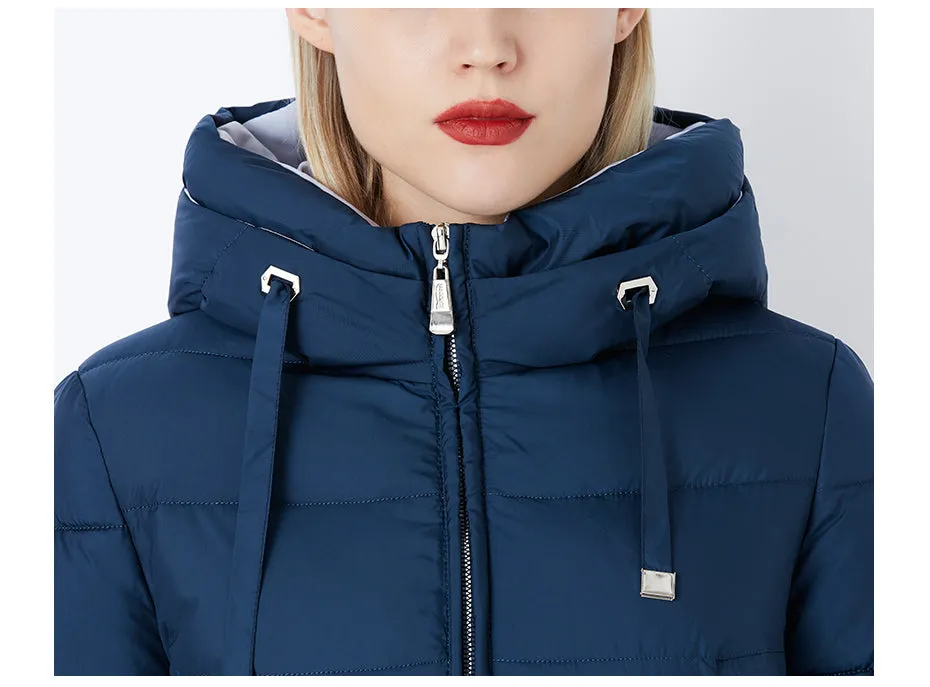 Women's Autumn/Winter Cotton Padded Windproof Long Down Jacket With Hood