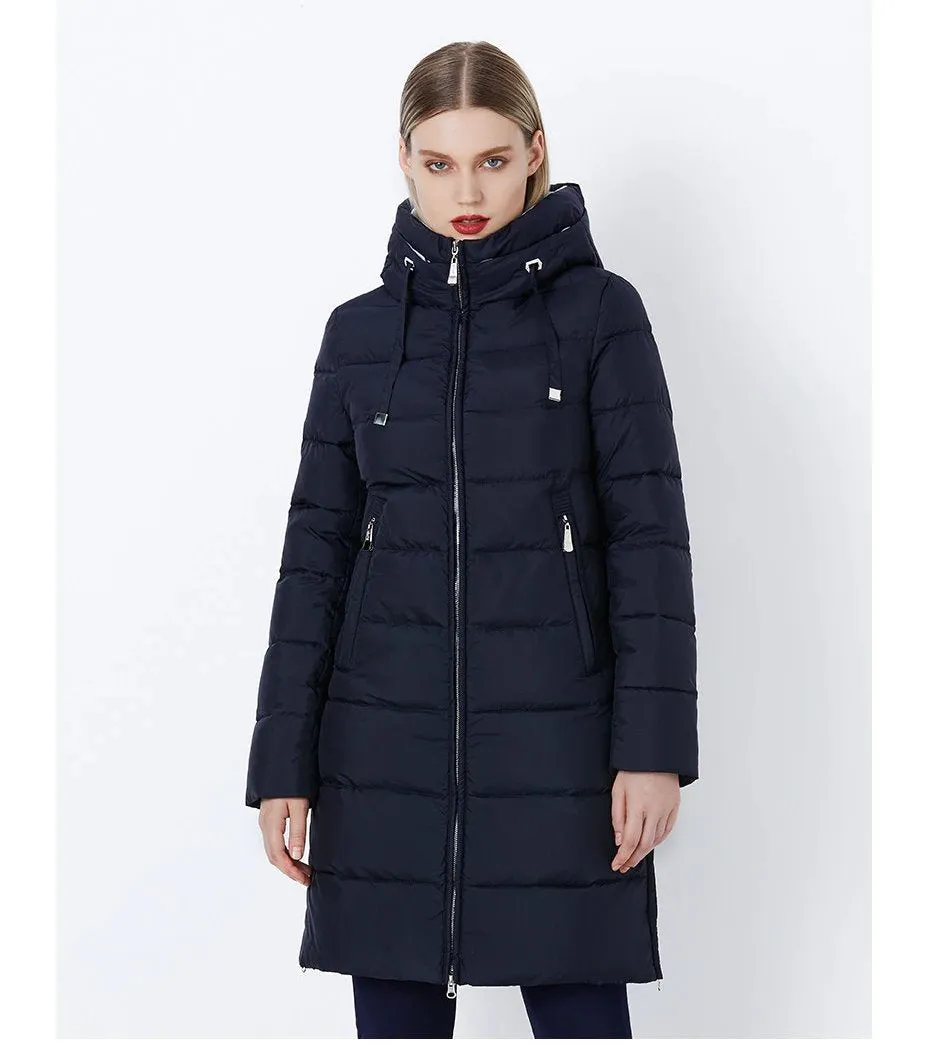 Women's Autumn/Winter Cotton Padded Windproof Long Down Jacket With Hood
