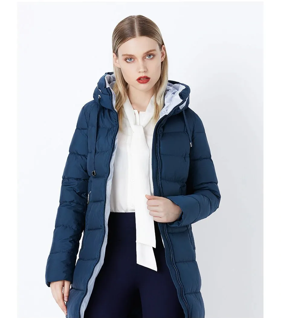 Women's Autumn/Winter Cotton Padded Windproof Long Down Jacket With Hood