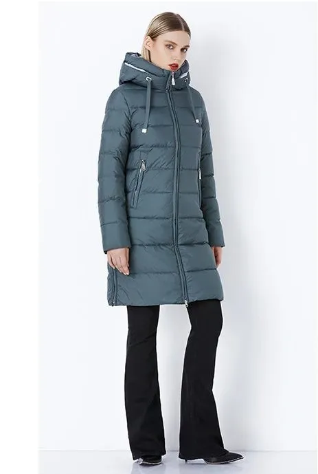 Women's Autumn/Winter Cotton Padded Windproof Long Down Jacket With Hood