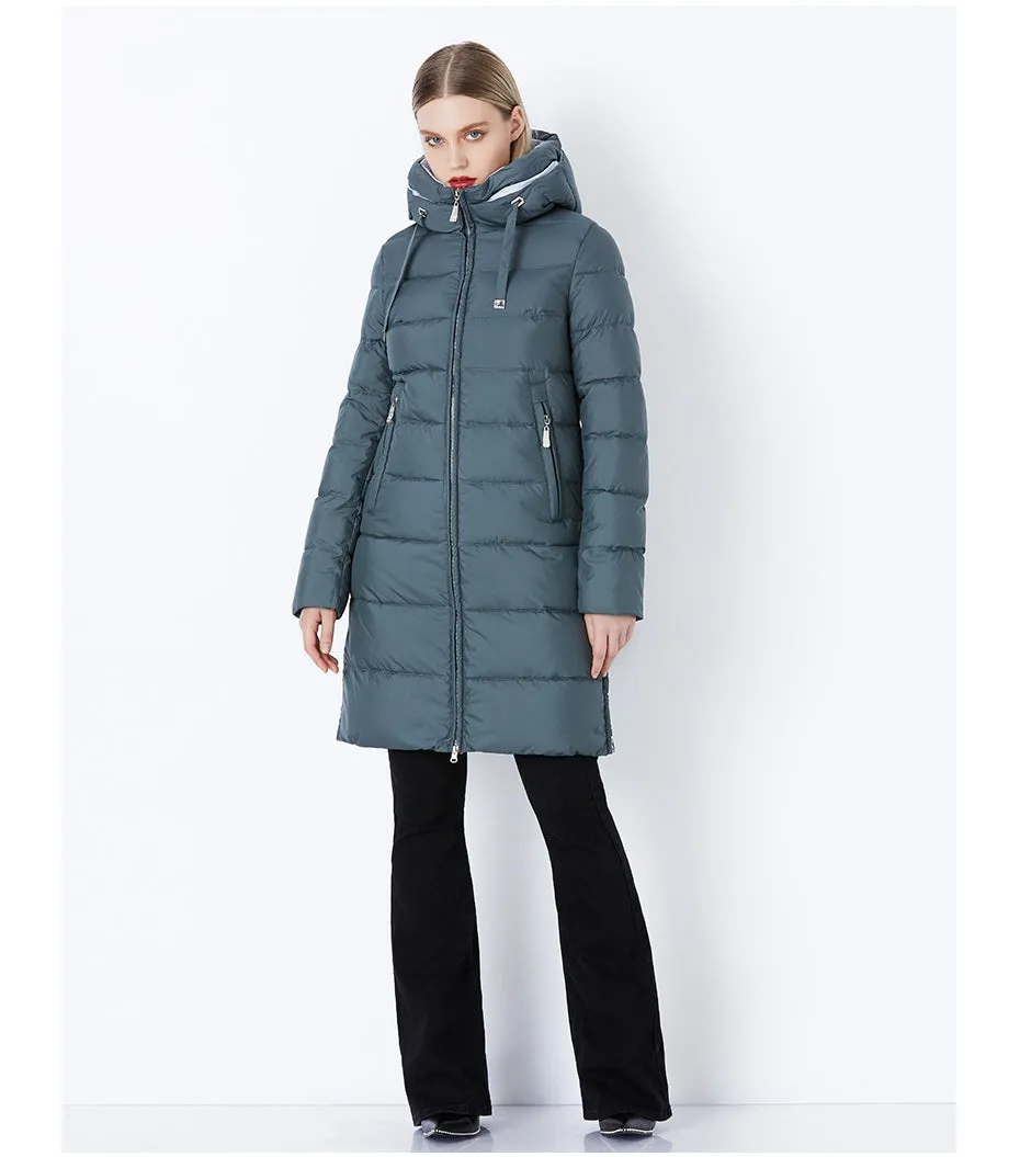 Women's Autumn/Winter Cotton Padded Windproof Long Down Jacket With Hood