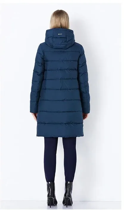 Women's Autumn/Winter Cotton Padded Windproof Long Down Jacket With Hood
