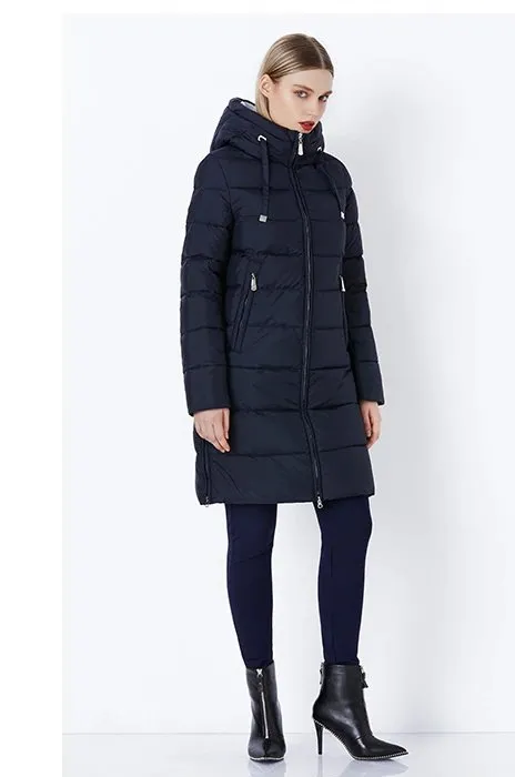 Women's Autumn/Winter Cotton Padded Windproof Long Down Jacket With Hood
