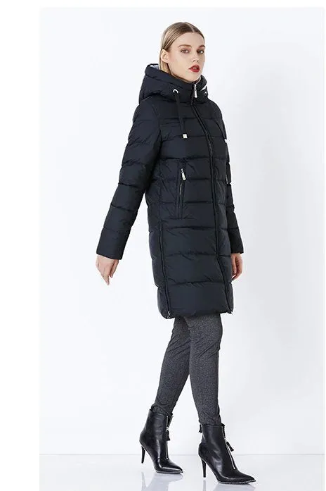 Women's Autumn/Winter Cotton Padded Windproof Long Down Jacket With Hood
