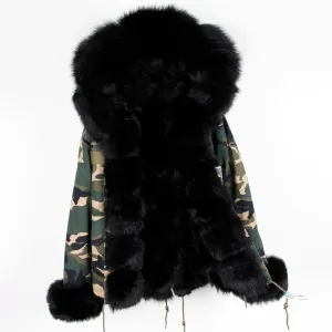 Women's Winter Casual Acrylic Hooded Parka With Fox Fur