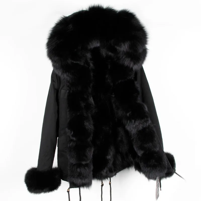 Women's Winter Casual Acrylic Hooded Parka With Fox Fur