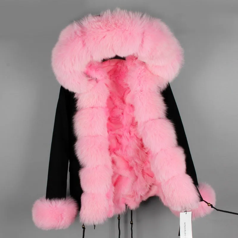 Women's Winter Casual Acrylic Hooded Parka With Fox Fur