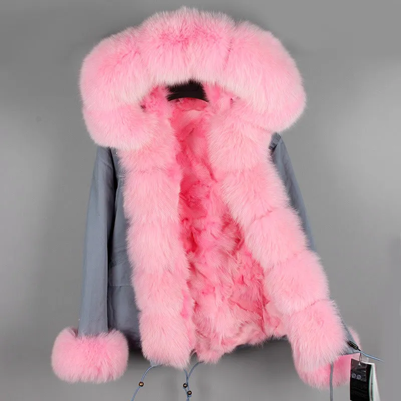 Women's Winter Casual Acrylic Hooded Parka With Fox Fur