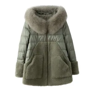 Women's Winter Casual Hooded Batik Parka With Fox Fur