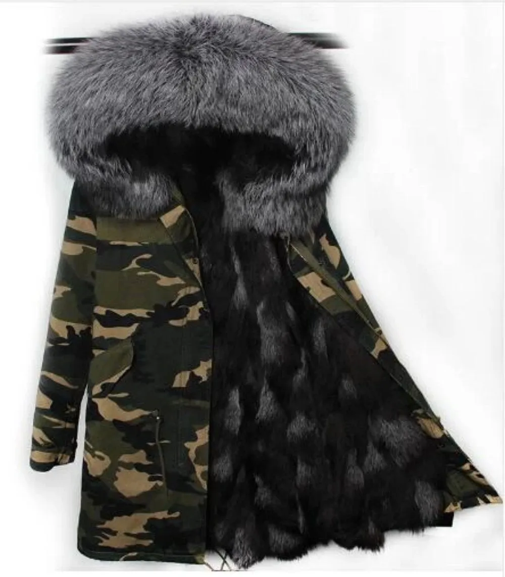 Women's Winter Casual Long Polyester Thick Parka With Raccoon Fur