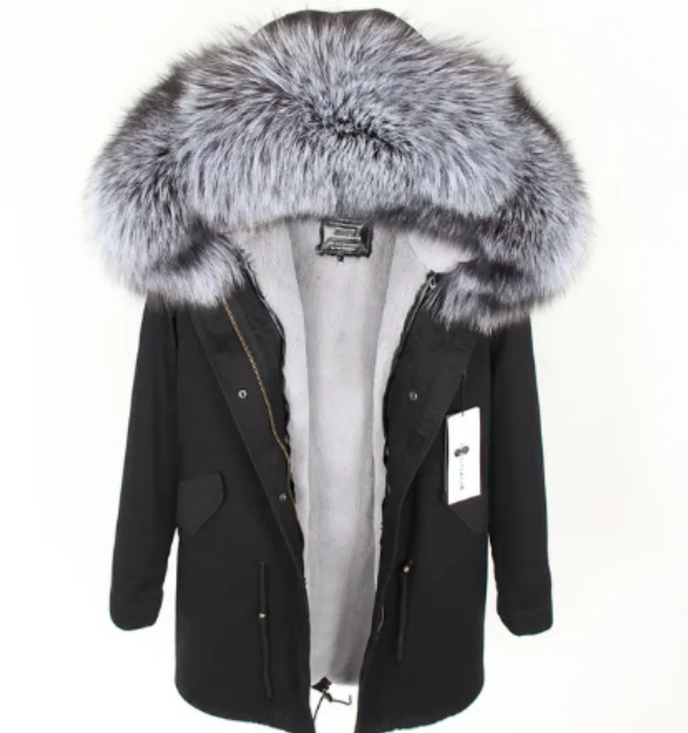 Women's Winter Casual Long Slim Thick Parka With Fox Fur
