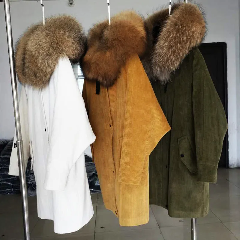 Women's Winter Casual Long Warm Coat With Raccoon Fur