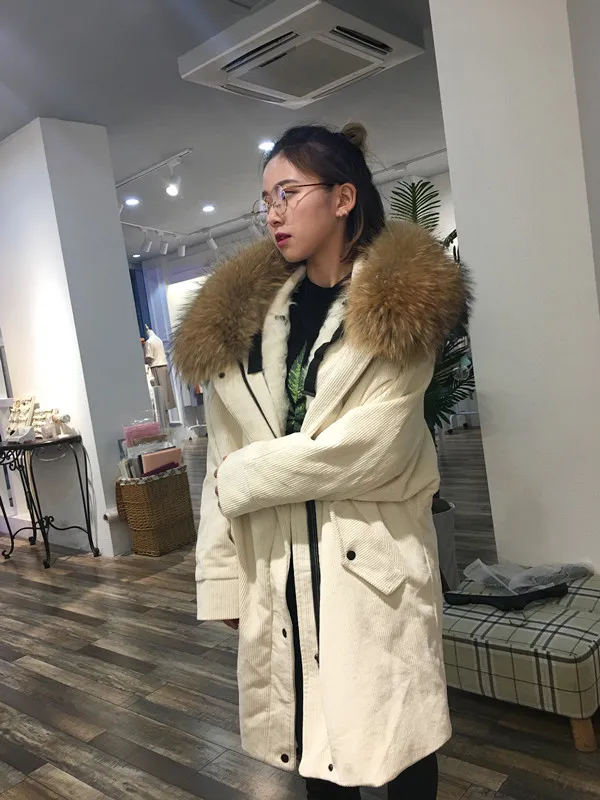 Women's Winter Casual Long Warm Coat With Raccoon Fur