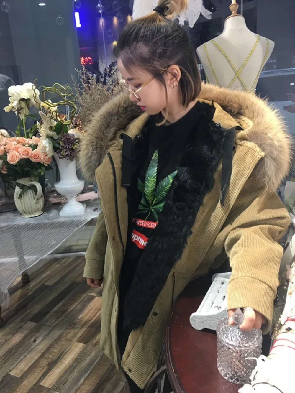 Women's Winter Casual Long Warm Coat With Raccoon Fur