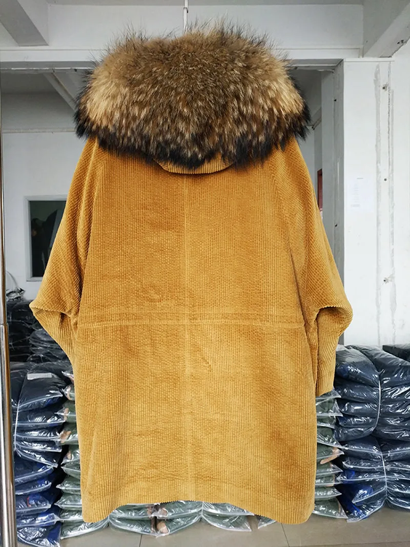 Women's Winter Casual Long Warm Coat With Raccoon Fur