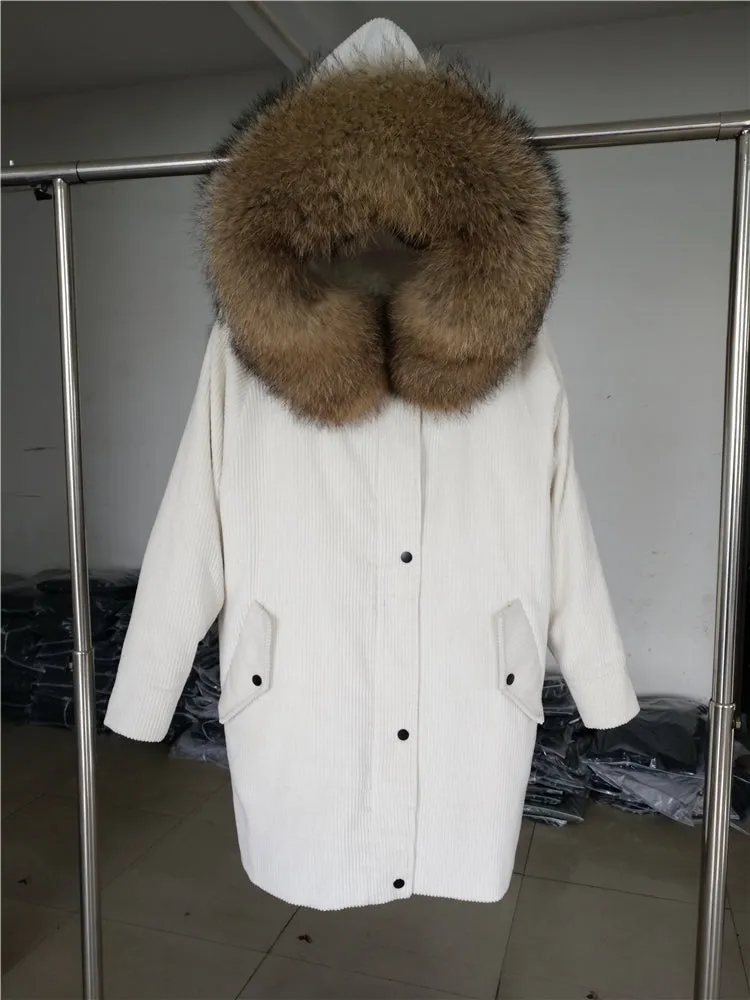 Women's Winter Casual Long Warm Coat With Raccoon Fur