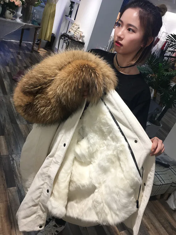 Women's Winter Casual Long Warm Coat With Raccoon Fur