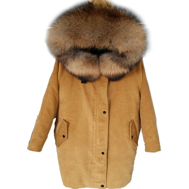 Women's Winter Casual Long Warm Coat With Raccoon Fur