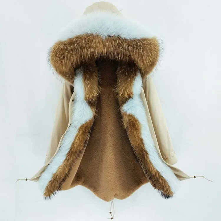 Women's Winter Casual Long Warm Parka With Raccoon Fur