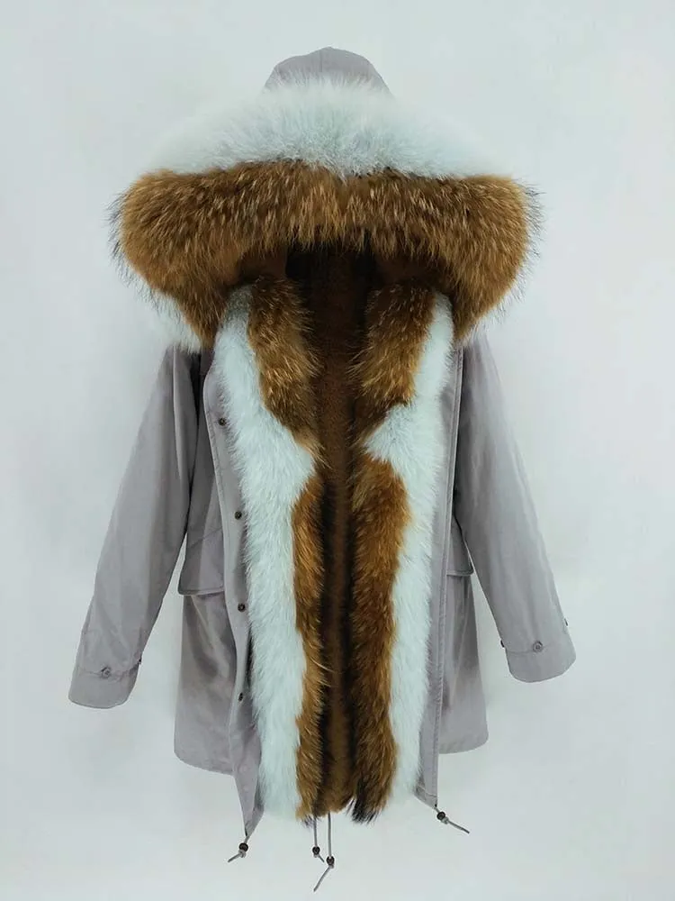 Women's Winter Casual Long Warm Parka With Raccoon Fur