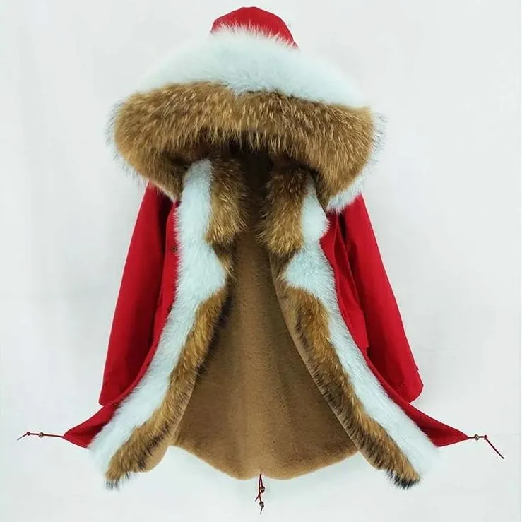Women's Winter Casual Long Warm Parka With Raccoon Fur