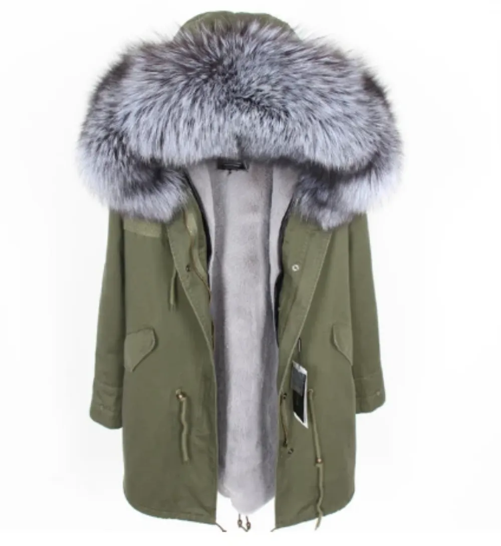 Women's Winter Casual Long Warm Slim Thick Parka With Fox Fur