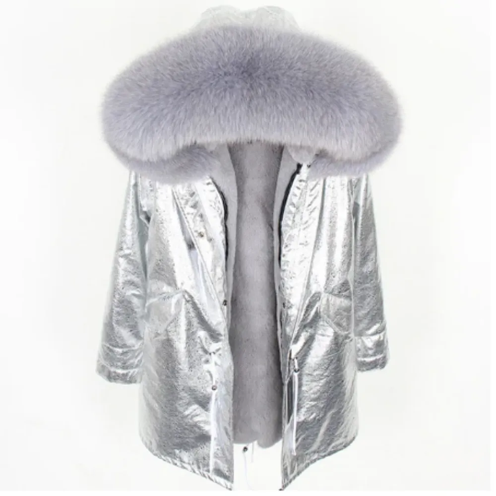 Women's Winter Casual Long Warm Slim Thick Parka With Fox Fur