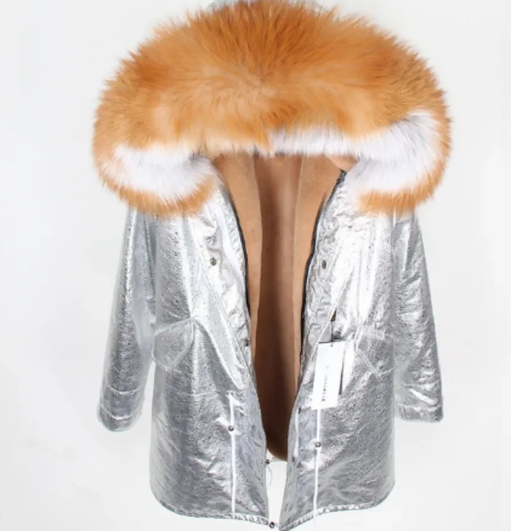 Women's Winter Casual Long Warm Slim Thick Parka With Fox Fur