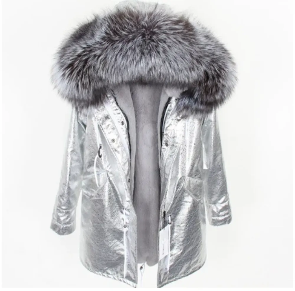 Women's Winter Casual Long Warm Slim Thick Parka With Fox Fur