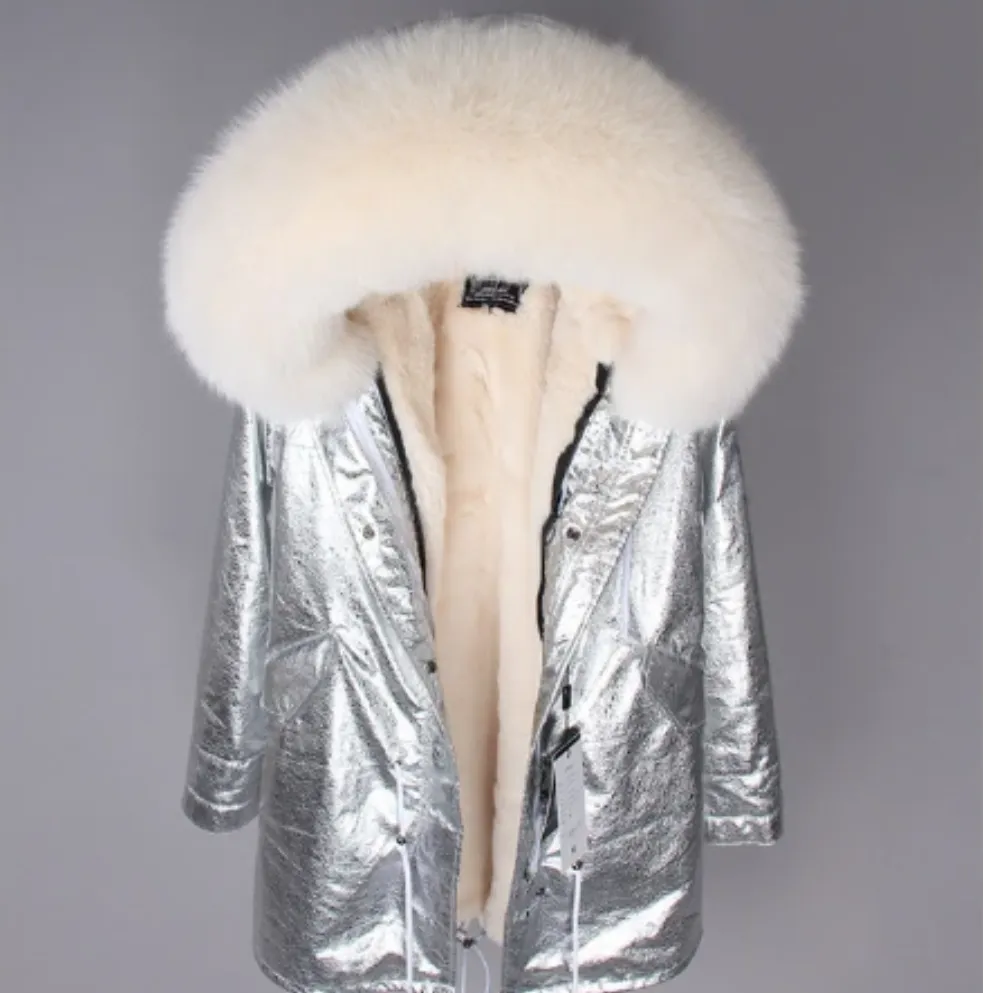 Women's Winter Casual Long Warm Slim Thick Parka With Fox Fur