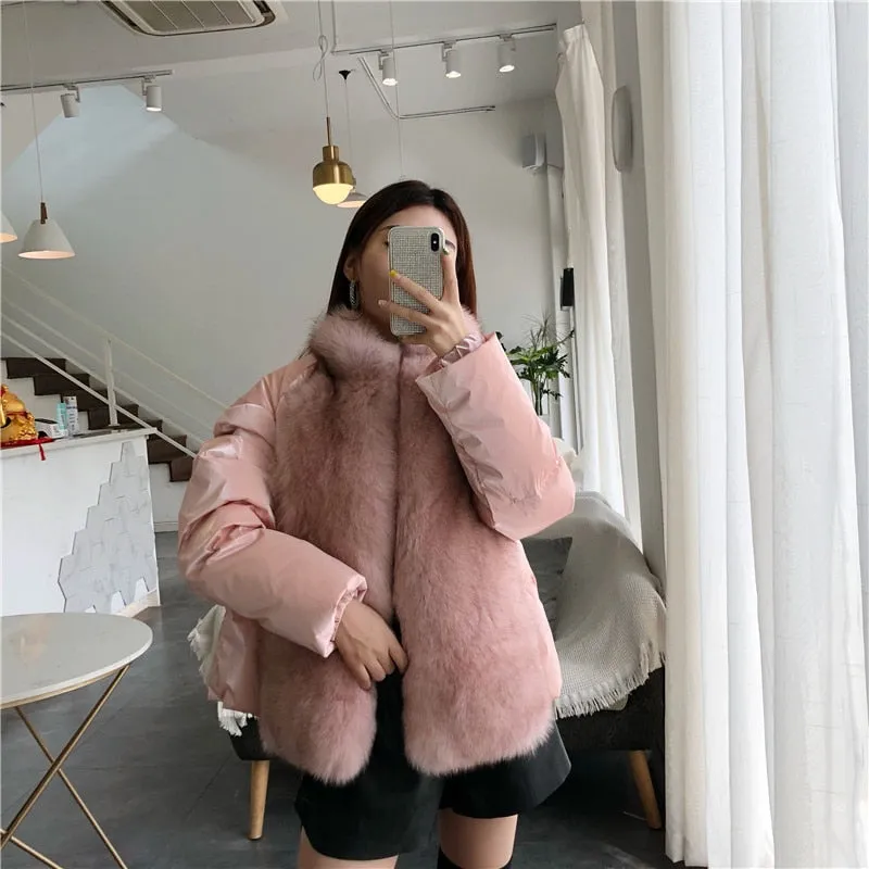 Women's Winter Casual Loose Short Parka With Fox Fur