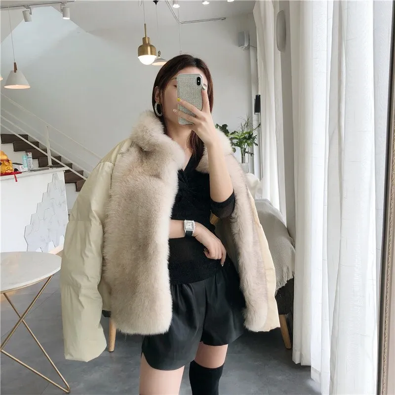 Women's Winter Casual Loose Short Parka With Fox Fur