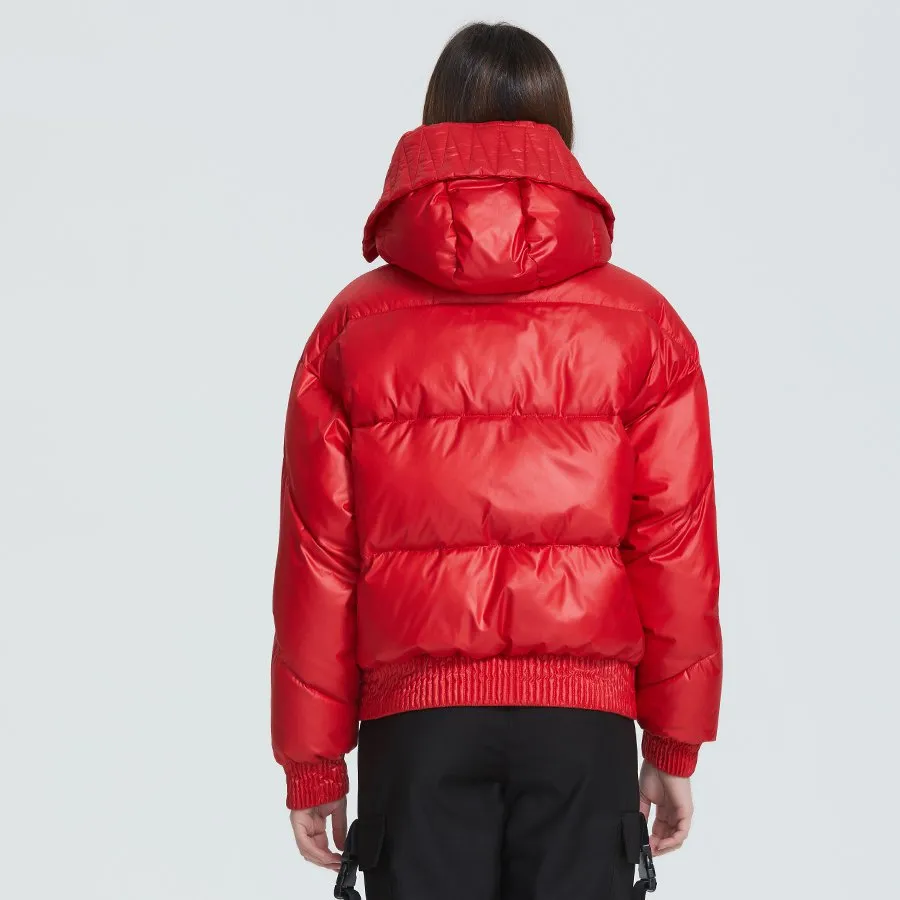 Women's Winter Casual Polyester Short Parka With Pockets