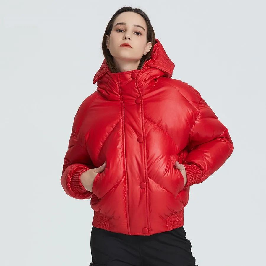 Women's Winter Casual Polyester Short Parka With Pockets