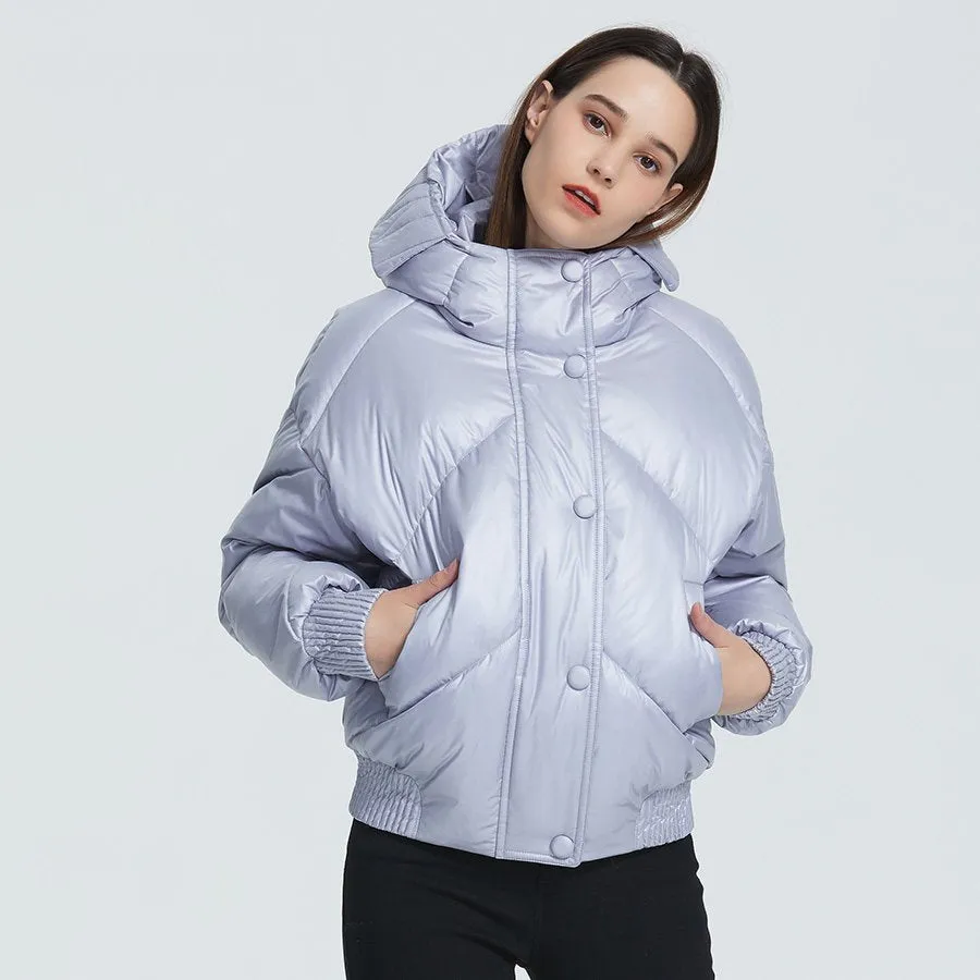 Women's Winter Casual Polyester Short Parka With Pockets