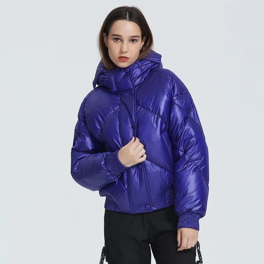 Women's Winter Casual Polyester Short Parka With Pockets