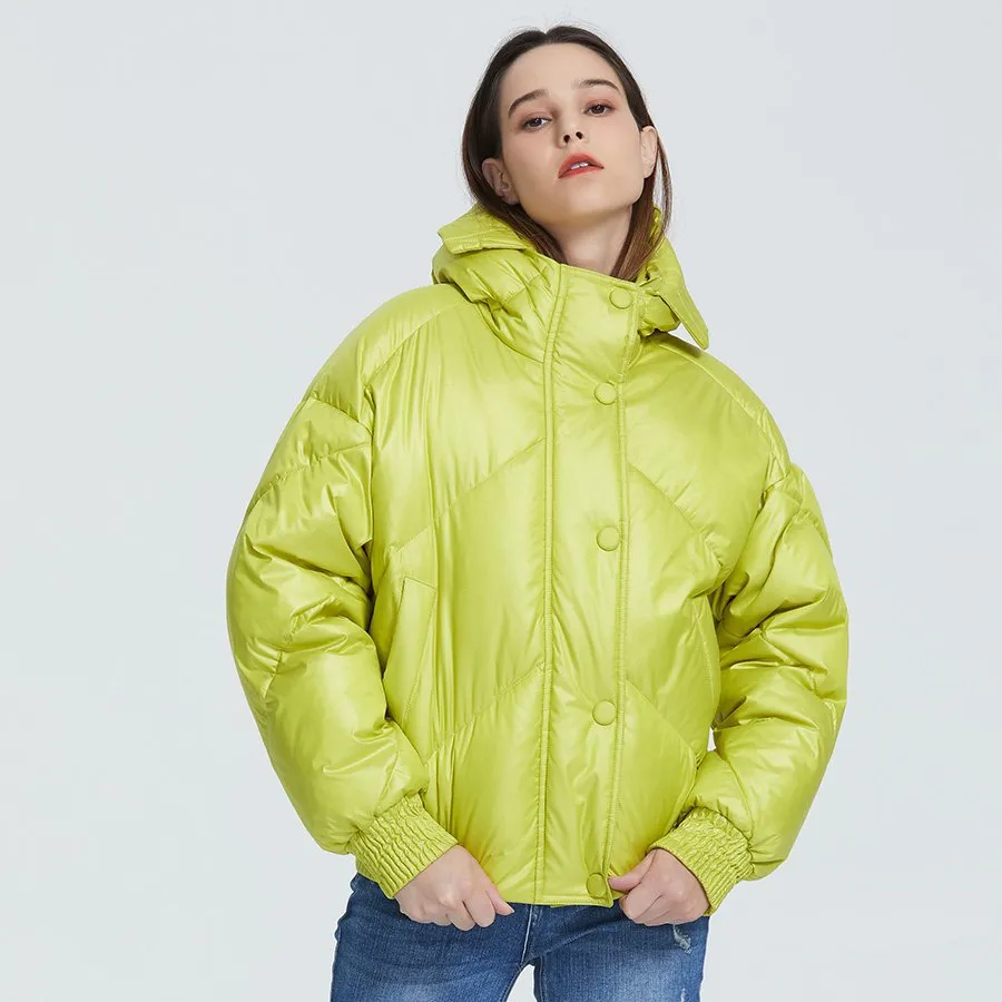 Women's Winter Casual Polyester Short Parka With Pockets