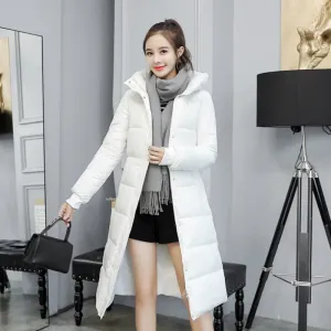 Women's Winter Casual Shiny Hooded Padded Long Parka