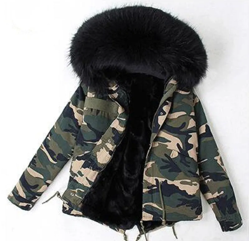 Women's Winter Casual Short Slim Parka With Raccoon Fur