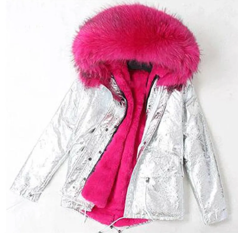 Women's Winter Casual Short Slim Parka With Raccoon Fur