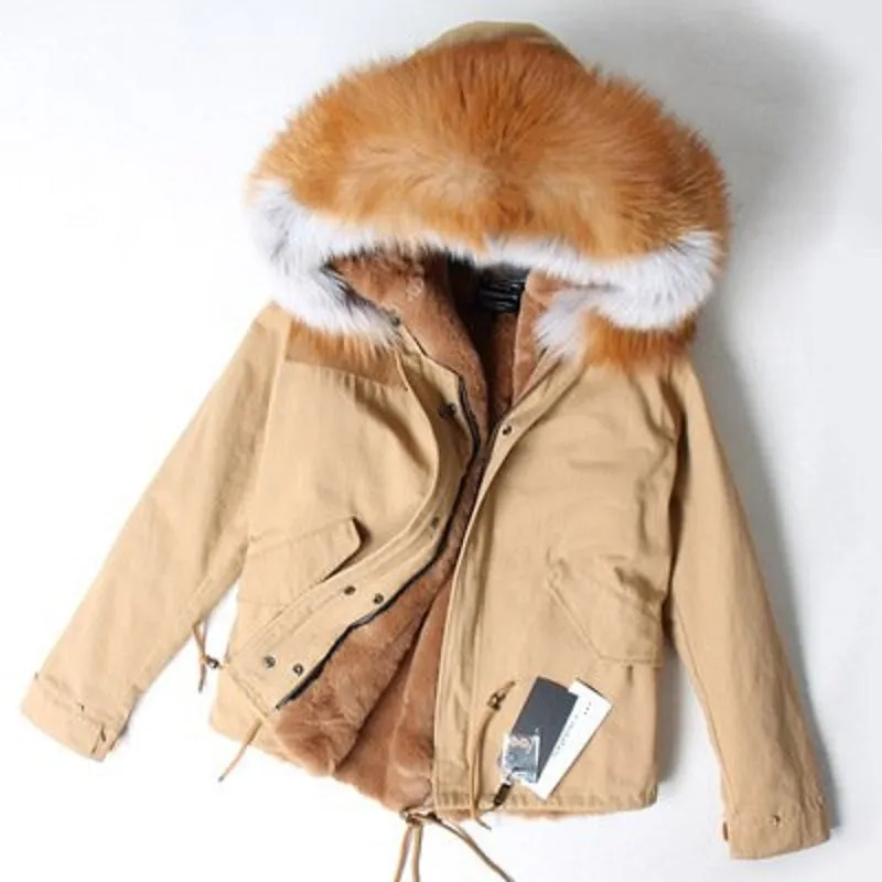 Women's Winter Casual Short Slim Parka With Raccoon Fur